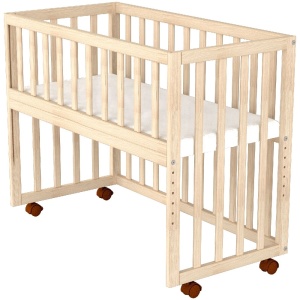 Patut copii din lemn co-sleeper Hubners Eva 94x46 cm natur - Img 2