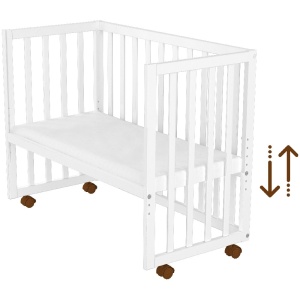Patut copii din lemn co-sleeper Hubners Matei 94x46 cm alb - Img 6