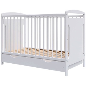 Patut copii din lemn Hubners Karly 120x60 alb cu sertar - Img 1