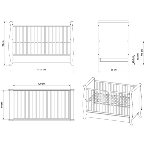 Patut copii din lemn Hubners Mara 120x60 cm alb cu sertar - Img 4