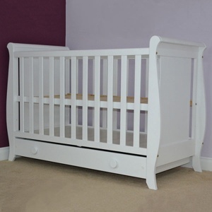 Patut copii din lemn Hubners Mira 120x60 cm alb cu sertar - Img 3