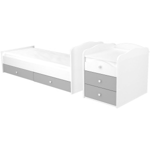 Patut copii transformabil din lemn cu 5 sertare Hubners Patrik Maxi Kombi 120x70 cm alb grafit - Img 4
