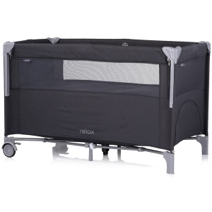 Patut pliabil Chipolino Relax anthracite linen cu laterala culisanta - Img 2