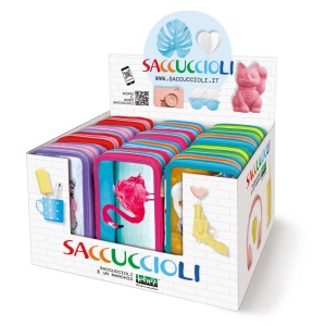 Penar echipat - Animale cu 3 fermoare (18 markere si 18 creioane colorate) - 13 x 20 x 6.5 cm (12 buc/display) - Img 1