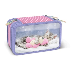 Penar echipat - Animale cu 3 fermoare (18 markere si 18 creioane colorate) - 13 x 20 x 6.5 cm (12 buc/display) - Img 3