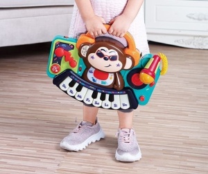 PIANINA BEBE MAIMUTICA DJ CU LUMINI SUNETE SI MICROFON - Img 4