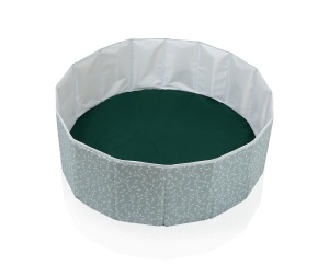 Piscina uscata pliabila cu bile, BabyJem, 30x83 cm, 100 bile albe, verde