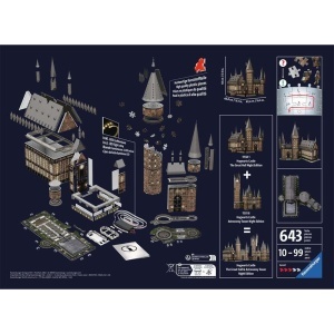 Ravensburger - Puzzle 3d Cu Led Harry Potter Sala Principala 540 Piese - Img 3