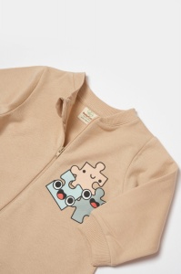 Salopeta cu fermoar, Two thread, BabyCosy, 100% bumbac organic, Stone