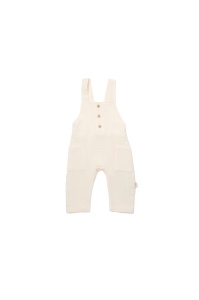 Salopeta de vara cu buzunare din muselina, BabyCosy, 100% bumbac organic, ecru