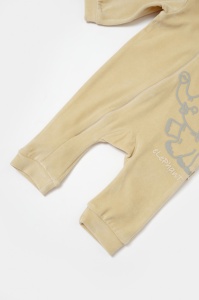 Salopeta Elefant cu maneca lunga si gluga din 80%bumbac organic si 20% poliester - Stone, BabyCosy