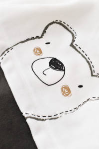 Salopeta Ursulet cu maneca lunga si botosei din 80%bumbac organic si 20% poliester - Antracit, Baby Cosy