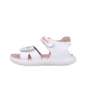 Sandale din piele pentru copii Floricele, Biomecanics, 252233, alb