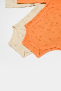 Set 2 body-uri petrecute Printed, BabyCosy, 50% modal+50% bumbac, Stone/Apricot