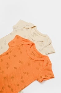 Set 2 body-uri Printed, BabyCosy, 50% modal+50% bumbac, Stone/Apricot