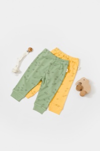 Set 2 pantalonasi Printed, BabyCosy, 50% modal+50% bumbac, Verde/Lamaie