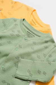 Set 2 salopete lungi Printed, BabyCosy, 50% modal+50% bumbac, Lamaie/Verde