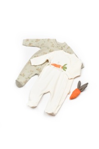 Set 2 salopete Rabbit, 100%bumbac organic, BabyCosy