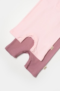 Set 2 salopete scurte Bamboo, roz, BabyCosy, 50%bumbac+50% bambus