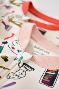 Set 2 salopetele cu maneca lunga si panataloni lungi cu fermoar - 100%bumbac organic - Portocaliu si Pudra, Baby Cosy