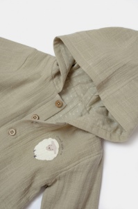 Set bluza cu gluga si pantaloni, Winter muselin, 100% bumbac - Verde, BabyCosy