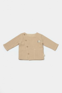 Set bluza cu nasturi si pantaloni , Winter muselin, 100% bumbac - Apricot, BabyCosy