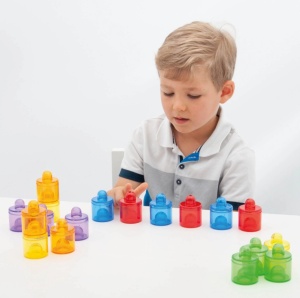 Set de 18 cutiute colorate cu capac, translucide, pentru activitati senzoriale - Img 3