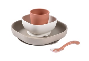 Set de masa silicon Beaba 4 piese Terracotta