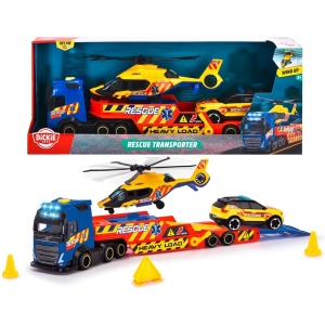 Set Dickie Toys Rescue Transporter 40 cm cu camion, masina, elicopter si accesorii - Img 19