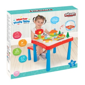 Set masuta cu scaune si cuburi Pilsan Master Study Table cu 121 piese - Img 3