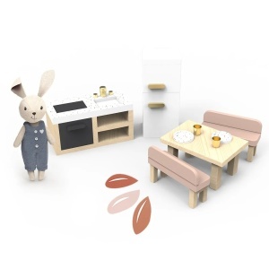 Set mobilier bucatarie pentru casa de papusi, Speedy Monkey