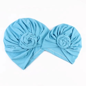 Set turbane mama-copil cu pampoane, bleu