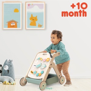 Antepremergator model BBQ din lemn 5 in 1 MamaToyz cu masuta de activitati - Img 2