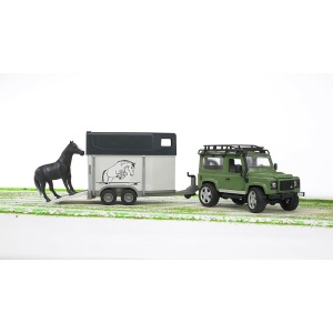 Bruder - Masina De Teren Land Rover Defender Cu Remorca Si Cal - Img 2