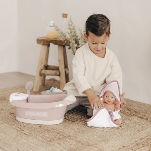 Cadita pentru papusa Smoby Baby Nurse Baleno Bath roz cu accesorii - Img 10