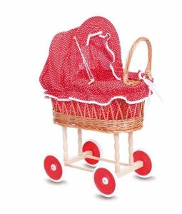 Carucior pentru papusi, husa rosie cu buline, Egmont