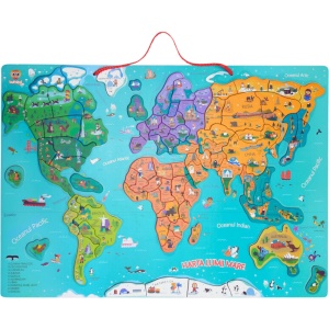 Harta mare a lumii - puzzle magnetic (lb.romana)