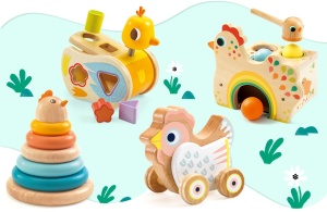 Jucarie educativa din lemn Turn puisor, Djeco - Img 2