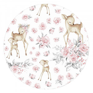 MimiNu - Lenjerie patut 3 piese, Cu protectie laterala, Sweet Deer Pink, Din bumbac, Pentru patut 120x60 cm - Img 3
