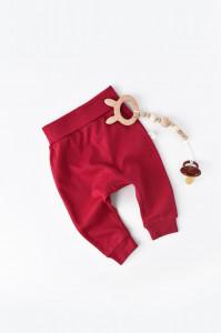 Pantaloni Bebe Unisex din bumbac organic Rosu BabyCosy
