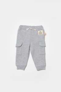Pantaloni cu buzunare laterale, Two thread, 100%bumbac organic - Gri, BabyCosy