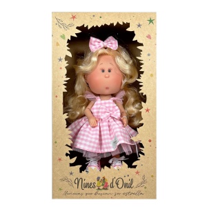 Papusa Nines D'Onil, Mia, cu parul blond, cu catel, cu articulatii, cu miros de vanilie, 30 cm - Img 5