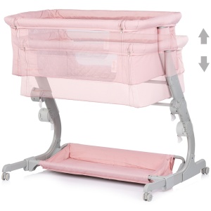 Patut co-sleeper Chipolino Eleganza cu laterala culisanta pink marshmallow - Img 3