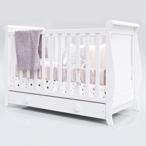 Patut copii din lemn Hubners Mira 120x60 cm alb cu sertar - Img 4