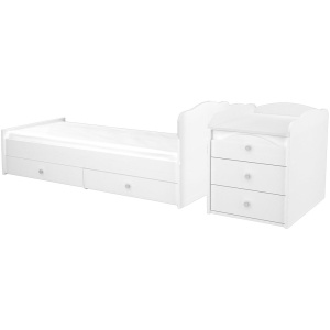 Patut copii transformabil din lemn cu 5 sertare Hubners Matei Maxi Kombi 120x70 cm alb - Img 4