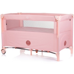 Patut pliabil Chipolino Relax flamingo linen cu laterala culisanta - Img 2