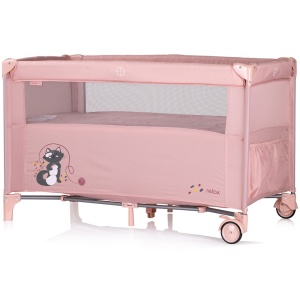 Patut pliabil Chipolino Relax pink marshmallow cu laterala culisanta - Img 3