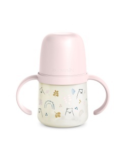 Prima cană cu muștiuc din silicon 150 ml, +4l, Bears, roz, Suavinex