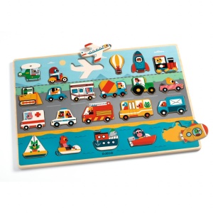 Puzzle din lemn Vroom-vroom, Djeco - Img 2