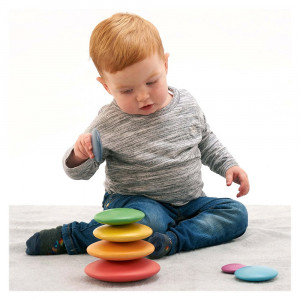 Rainbow Wooden Buttons, discuri din lemn, TickiT - Img 2